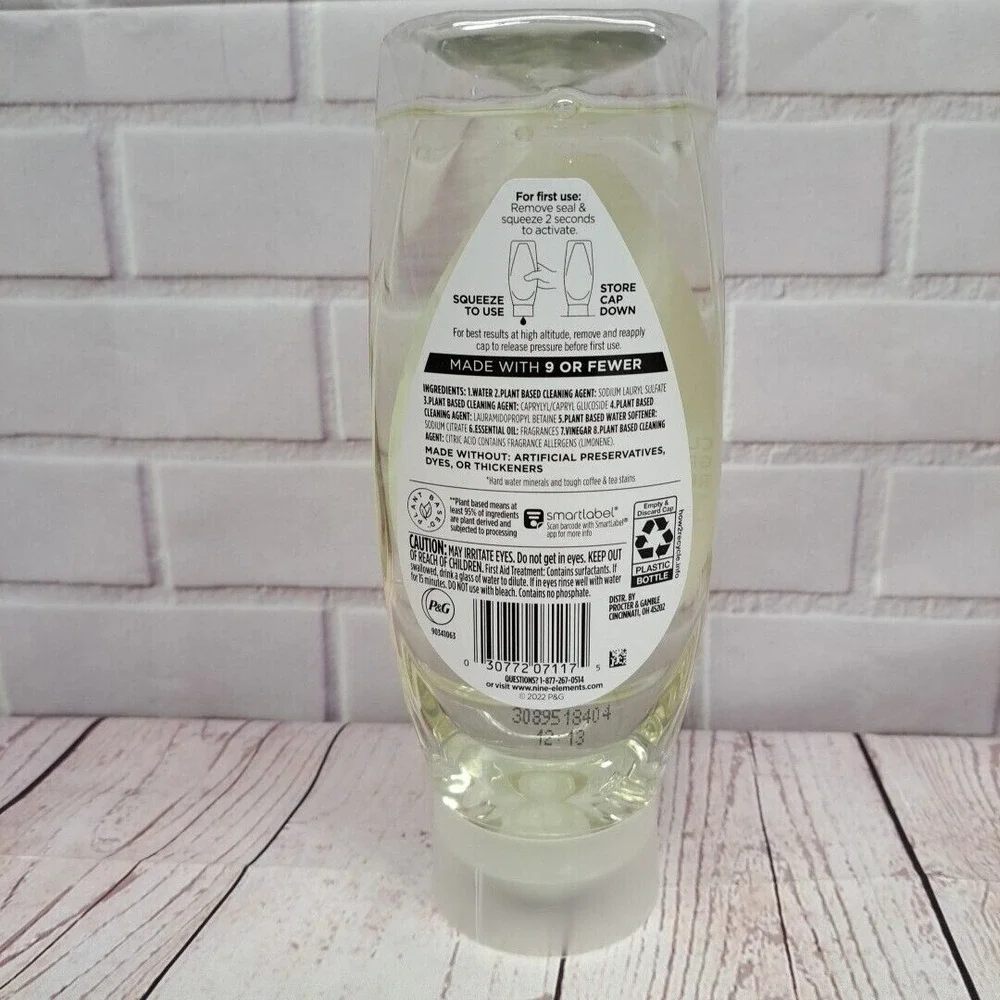 9 Elements Eucalyptus Scent Liquid Dish Soap 15 Fl Oz Grease Residue Cleaner